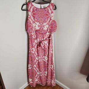 Chico's womens 1 US size 8 printed sleeveless metallic maxi dress